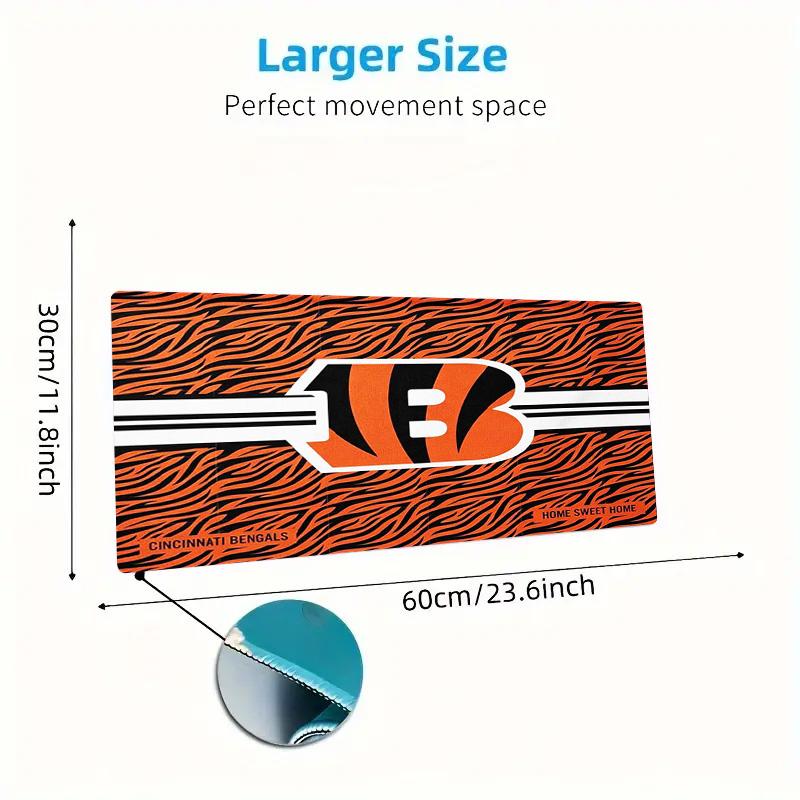 Cincinnati Bengals Color Mouse Pad Large Gaming Table Cushion Non-slip Laptop Tablet Big Mousepad XXL Mat Mini PC Playmat With Lock edge