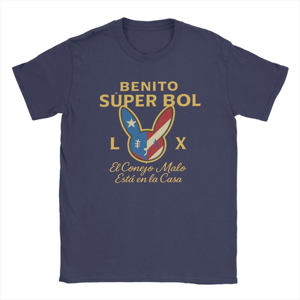 Bad Bunny Puerto Rican Flag Benito Bowl Mens T Shirts Vintage Tee Shirt Short Sleeve Crewneck TShirt Cotton Gift Clothing