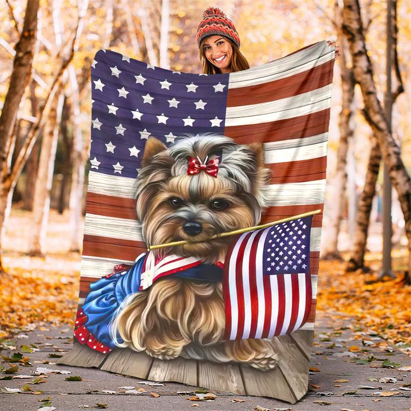 1pc American flag patriotic pet blanket, al season lightweigh Poster blanket home office outdoor nap multifunc Poster blanketional blanket