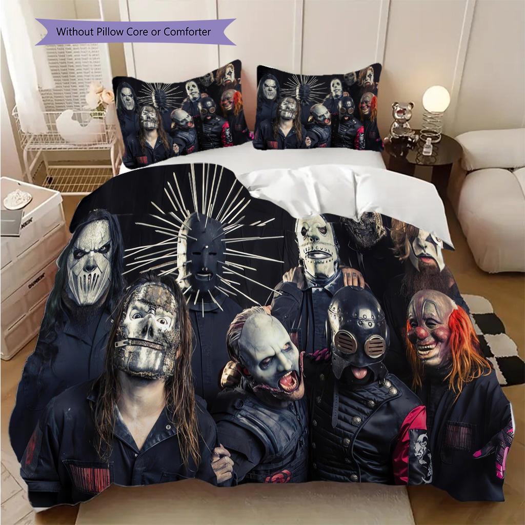 Slipknot Rock Band Bedding (1 * duvet cover + 2 * pillowcase, without core) 2D Flat Duvet cover and pillowcase Bedding set Soft and comfortable