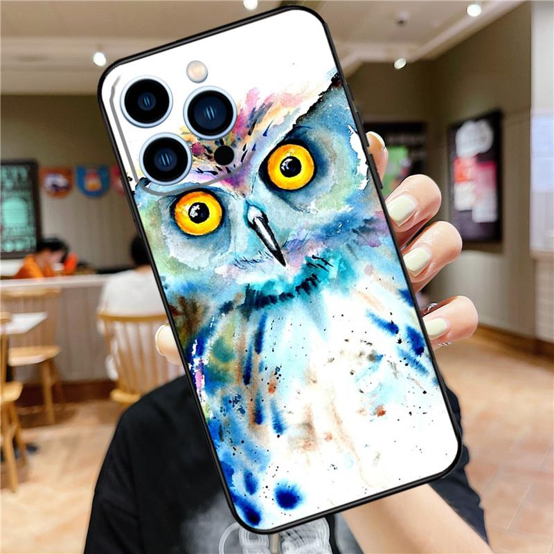 Акварельная сова Животное Мягкий чехол Для iPhone 16 15 Pro Max 14 Plus 13 12 Mini 11 XS Max X XR 7 8 Задняя крышка
