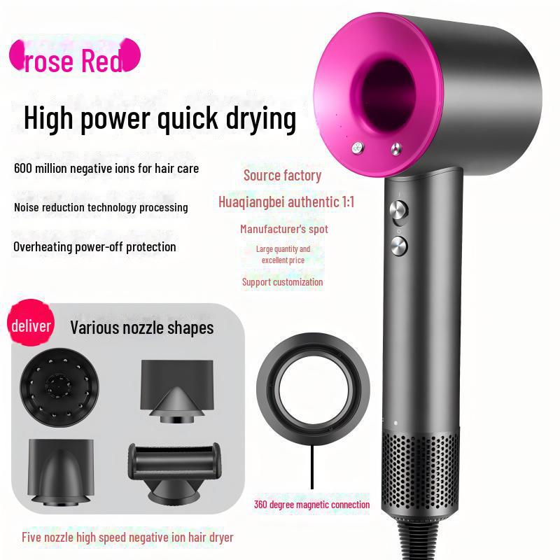 Высокоскоростной фен для волос с ионизацией без листьев: 5 в 1, мощный и быстросохнущий