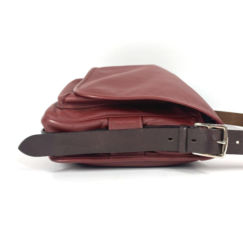 HERMES flap Barda 33 Drawstring Shoulder Bag Leather Rouge Ash Brown