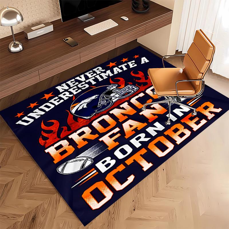 1pc Denver Broncos LOGO Print Area Rug - Soft, Washable Non-Slip Indoor Mat, Living Room, Home Office Decorative Rug,Office Decorative