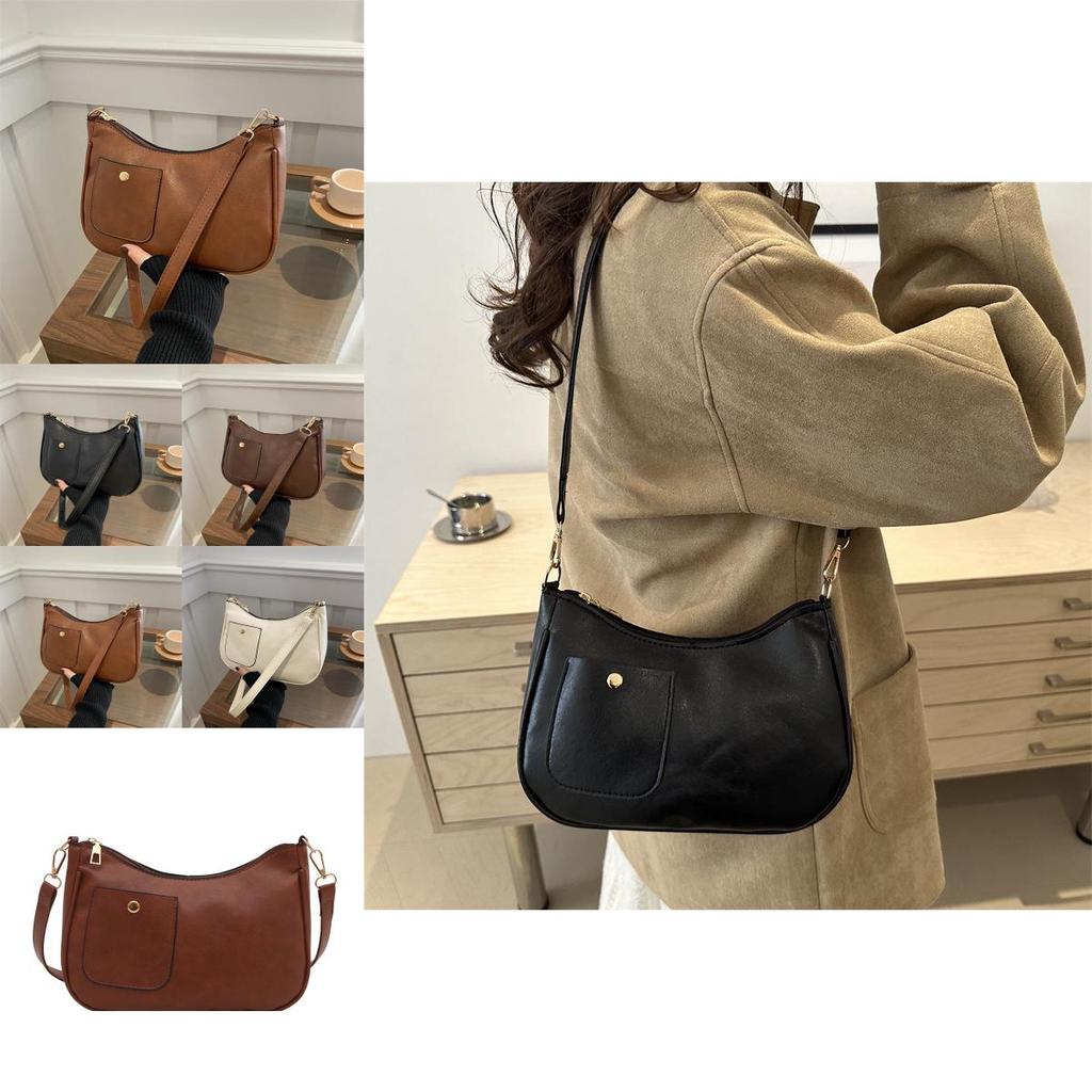 Texture Niche Minimalist Single Shoulder Underarm Bag Crossbody With Zip Closure