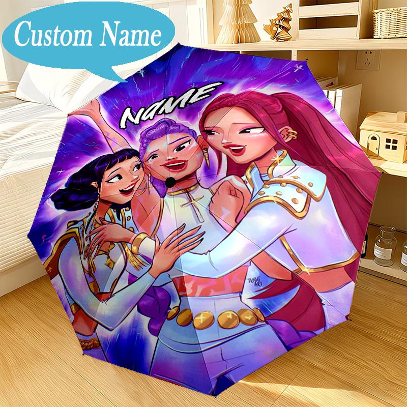 Custom Name Umbrella KPop Cartoon Umbrella 8-Frame for Travel, Camping, Casual Lightweight Portable, Essential for Family Gifts