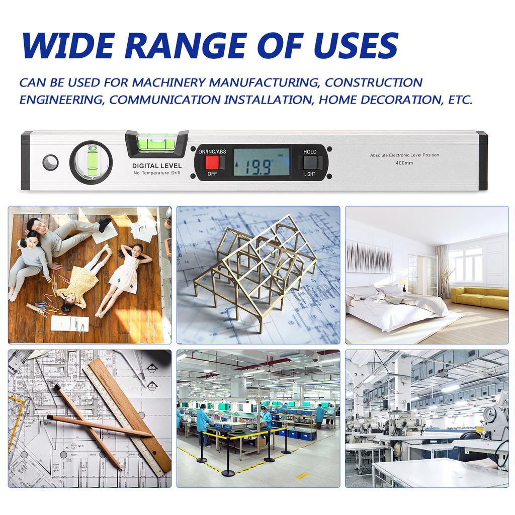 400mm Digital Protractor Angle Finder Electronic Level 360 Degree Inclinometer with Magnets Level