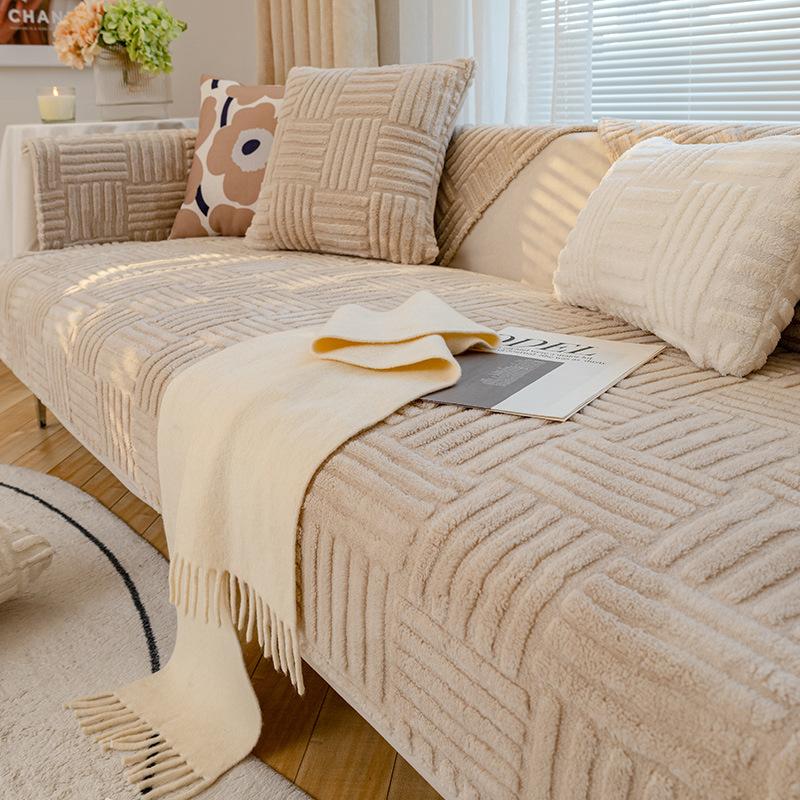 Подушка для дивана, зимняя противоскользящая плюшевая простая современная подушка, кремовый стиль, утолщенная спинка, чехол для дивана, чехол