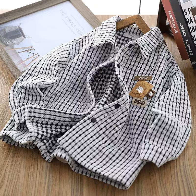 Мальчишеская клетчатая рубашка с длинным рукавом - Стильный повседневный топ на осень/весну 2026