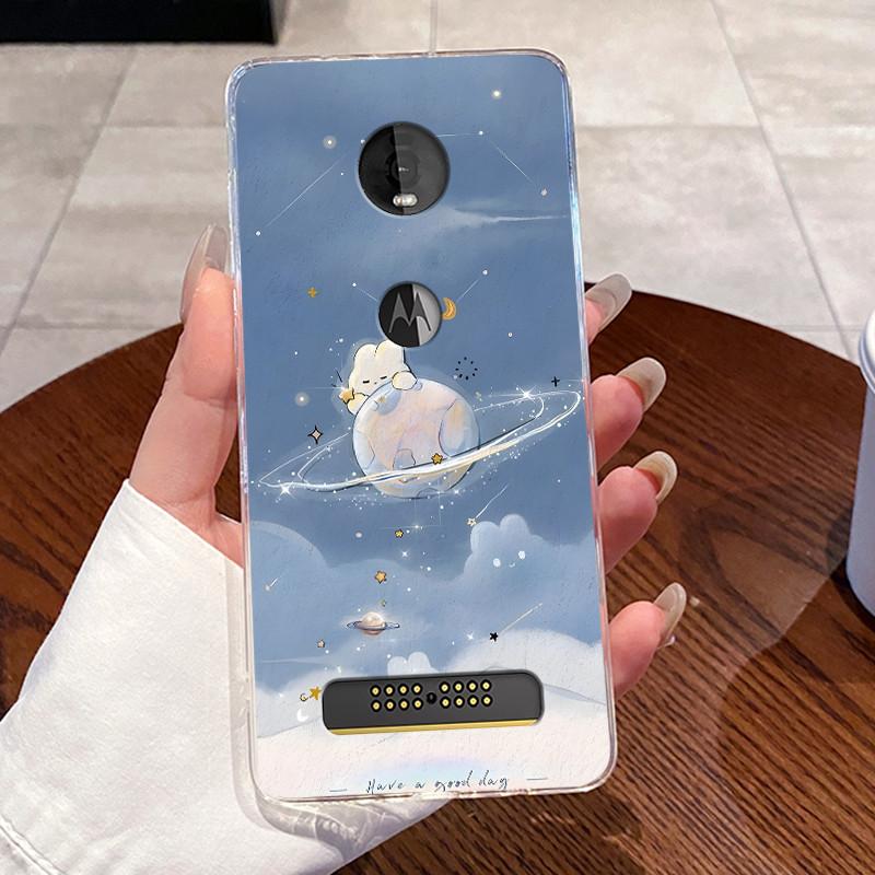 Casing For Motorola Moto Z4 Play Case Aesthetic Fashion Cute Cat Astronaut Soft Silicone Protective Cover Transparent Phone Case