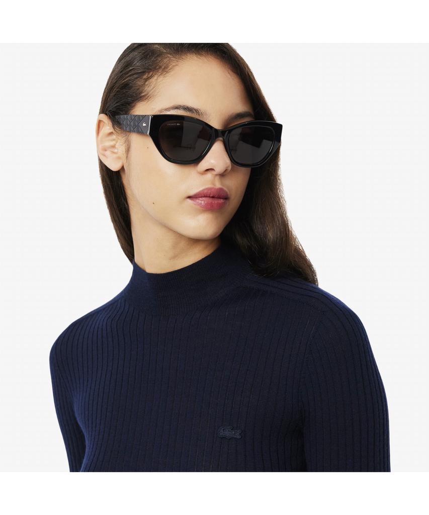 LACOSTE Women'S Ribbed Merino Wool Mock Neck Sweater Af4189-55N 166