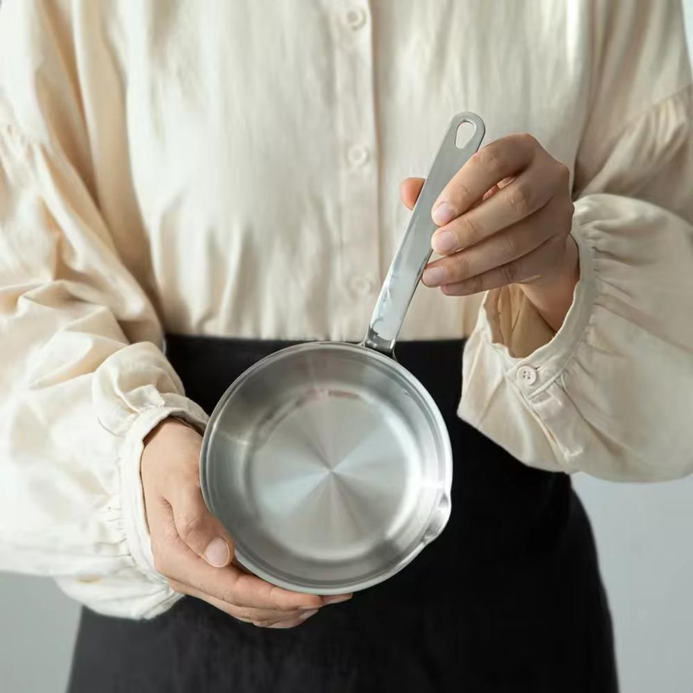 Diversion Port Stainless Steel Frying Egg Pan Silver Breakfast Cooking Pot  Complementary Food