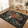 Floral Garden Theme Crystal Velvet Floor Rug Personalized Custom Name Text Warm Carpet Home Decoration