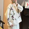 Autumn and Winter Women's Sweater Crochet Design Embroidery Flower Knit Cardigan Jacket