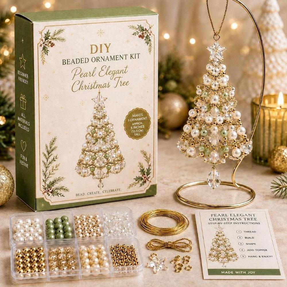 Hanging Beading Craft Set Beaded Ornament Kit New Christmas Craft Kit Festive Holiday Activity