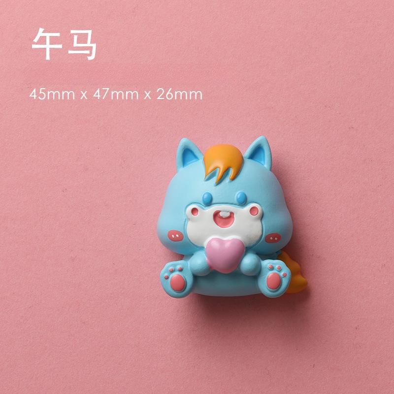 Chinese Zodiac Refrigerator Sticker Resin Figurine Creative Magnetic Sticker Cartoon Cute Gift Decoration Magnet