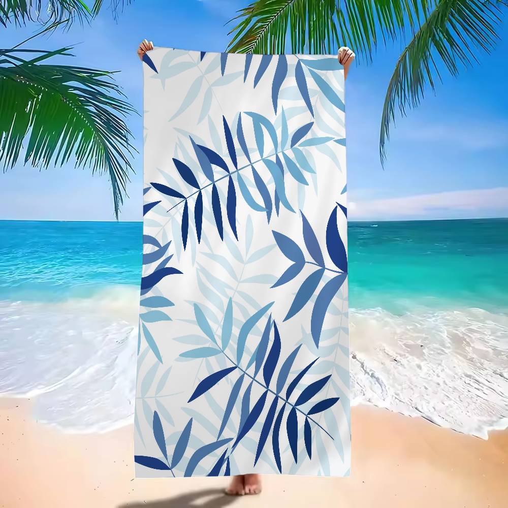 Plant Leaf Pattern Print Microfiber Blanket Quick Drying Beach Towels Oversized Printing Super Absorbent Pool Towel Blanket