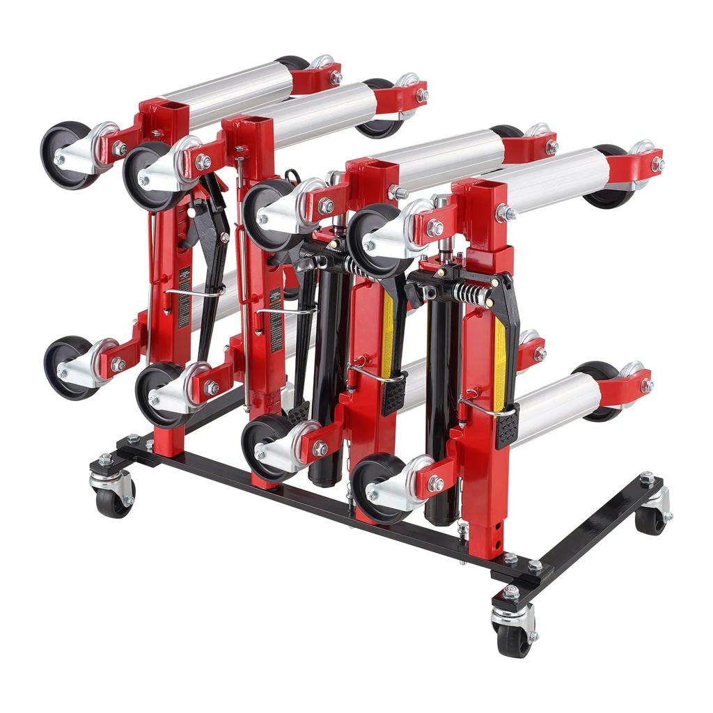 VEVOR Car Dolly Rack, Storage Rack with 360 degrees Rotatable Wheels, Hydraulic Ratchet Trolley Jack Stand Organizer, Jack Stands Holder Storage Rack