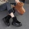 Johnature Зимние ботинки на толстой подошве с плюшевой теплой боковой молнией, универсальная однотонная женская обувь в стиле ретро