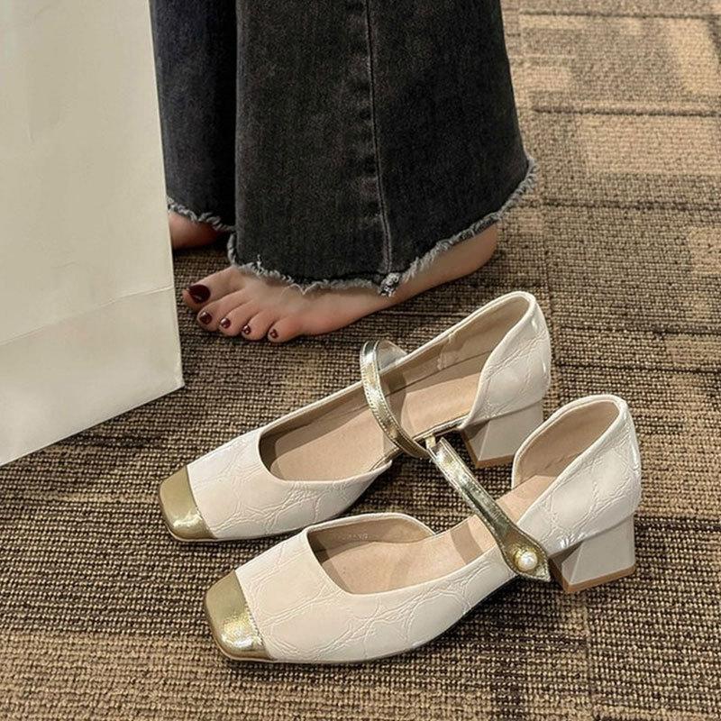 Internet celebrity explosion fairy style color matching Mary Jane shoes girl 2025 spring new versatile word with small fragrant style single shoes