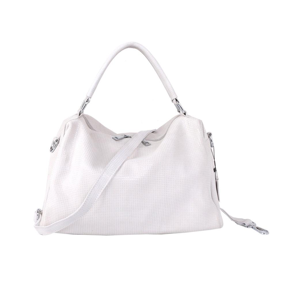 Lychee Pattern Simple Handbag Trendy First Layer Leather Women'S Bag Soft Surface Shoulder Boston Bag