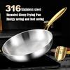 Kitchen Frying Pan 316 Stainless Steel Frying Pan Uncoated Non Stick Kitchen Cooking Pot Suitable for Gas Stove Induction Cooker