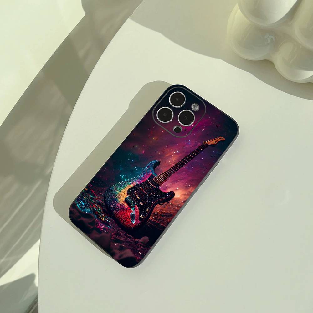 E-electric guita Phone Case For iPhone 17,16,15,14,13,12,11 Pro Max, Lightweight and practical Soft Black Cover
