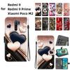Handmade PU Leather Flip Case for Redmi 9 / Redmi 9 Prime / Xiaomi Poco M2 Anti-Slip Shockproof Cover with Wrist Strap & Heart/Rose Cat Designs