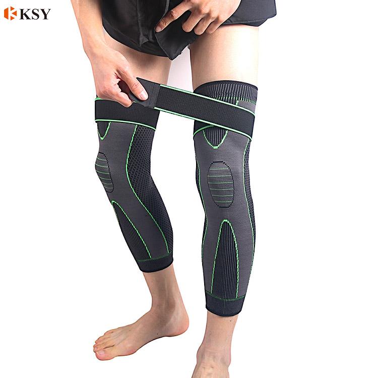 Anti-Slip Lengthen Knee Pad Long Leg Sleeve Bandage Compression Knee Brace Running Sports Warmth Leg Elastic Knee Protector