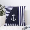 Матросская полоска с якорем Наволочка Чехол для подушки Украшения Морской якорь Темно-синий Наволочка Чехол для подушки Стул Молния 18'