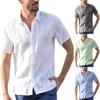 Men's Shirt Summer Casual Solid Color Linen Short Sleeve Button Down Shirt