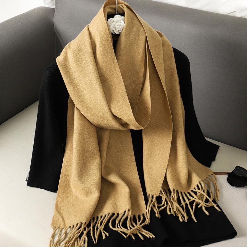 62Color Solid Women Winter Scarf Теплый Утолщенный Кашемировый Шаль Уличная Мода Роскошные Кисточки Пашмина Дамская Накидка Ветрозащитные Шарфы
