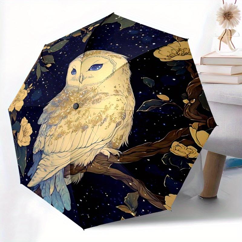 1pc Owl Enchanted Night Automatic Opening and Closing Umbrella - Small Umbrella Suitable for Various Occasions Y064