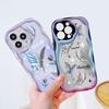 Cute Cartoon Pattern Cream Texture Casing Wavy Edge Soft Silicone Cover Phone Case for Samsung
