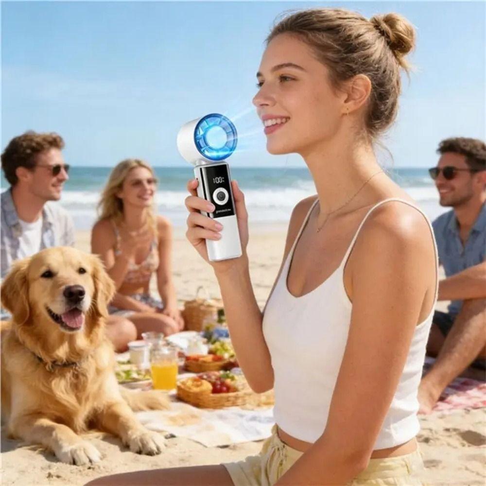 Ice Compress Cool Mini Electric Fan Digital Display Powerful Turbos Fan Outdoor Use
