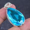 Швейцарский голубой топаз драгоценный камень медный ювелирный кулон 2,01"