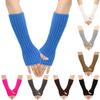 1 Pair Gloves Fingerless Knitted Solid Color Elastic Anti-slip Warm Thick Unisex Warm Soft Lengthened Cycling Riding Arm Sleeves Arm Warmer