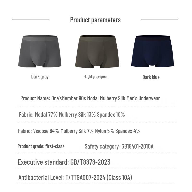 One's Member Men's 80-Count Modal Silk 10A Antibacterial Seamless Boxer Briefs