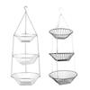 3 Tiers Fruit Basket Vegetable Kitchen Storage Baskets Wire Chain Hanging Space Saving Fruit Plant Storage Basket Decor