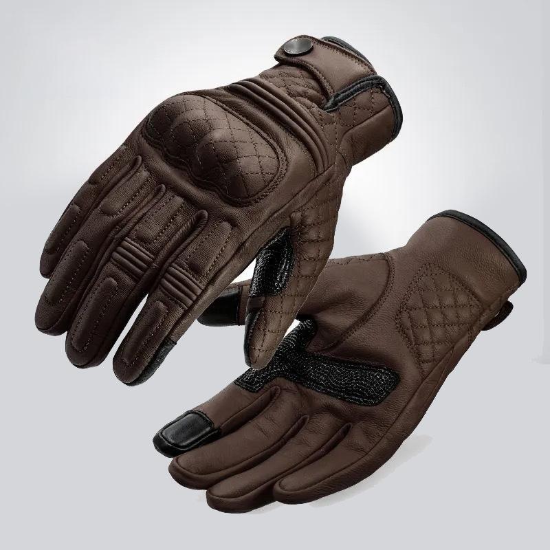 Motorcycle rider retro fall-proof autumn/winter genuine leather road bike riding gloves