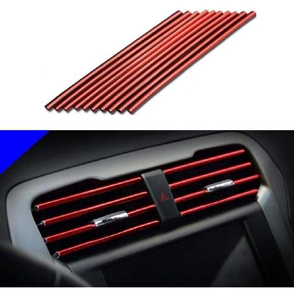 10pcs20cmCar Air Conditioner Vent Outlet Trim StripsPVC Central control car color bright bar universal sele-hesive plating