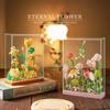 Micro Flower Building Blocks Mini Bricks Particles Eternal Life Flowers Home Decoration Assembling Puzzle Toy with Acrylic Cover