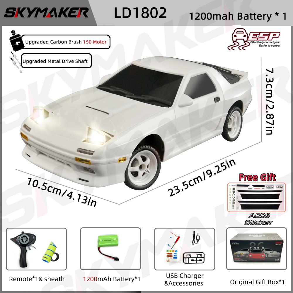 Skymaker Ae86 Модель Ld1801 Rx-7 Fc Ld1802 1:18 Дрифт Машина на Радиоуправлении 1/18 2.4G Пульт Управления ESP Гироскоп Светодиоды Мини Гоночная Машина на Радиоуправлении Игрушки