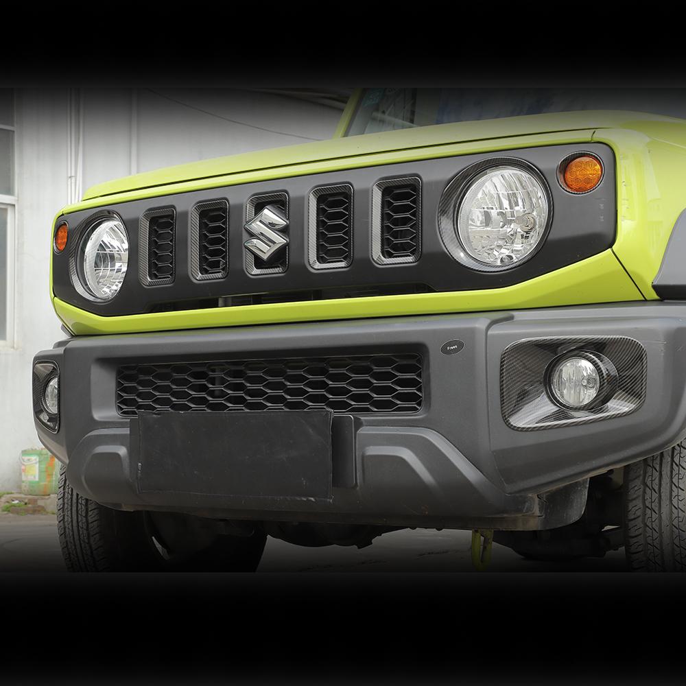 Headlamp Grille Trim Front Turn Signal Light Front Fog Lamp Decoration Cover Stickers For Suzuki Jimny 2019 Up ABS Carbon Fiber Car Accessories