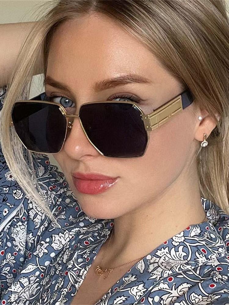 New Fashion Square Oversized Sunglasses Women Big Frame Colorful Sun Glasses Female Unisex Black Shades