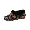 Fashion Winter New Flat Cotton Boots Women's Fashion Round Head Deep Mouth Cloth Surface Printed Soft Sole Non-slip Low Top Shoes