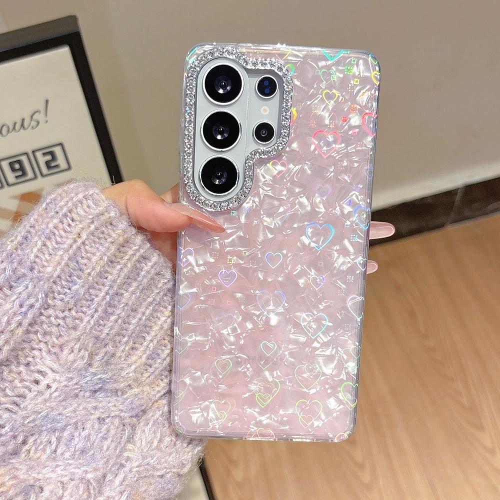 Чехол с узором Ракушка, Лазерный Алмазный Бабочка для Samsung S26 Ultra S25 S24 Ultra FE S26 Plus, Блестящий Цветной Чехол