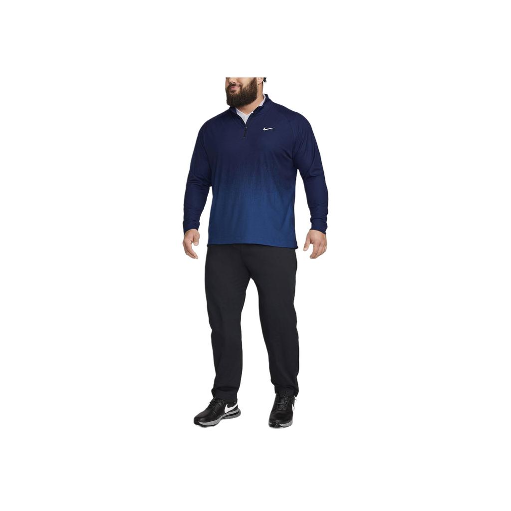 Nike Dri-FIT ADV 1/2-Zip Golf Top Gradient Logo Print Stand Collar Long Sleeve T-Shirt Men Tops Dark-Blue FD5833-410