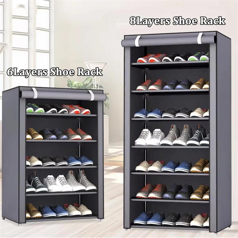 Shoes Rack With Dustproof Cloth Non-Woven Fabric Shoe Stands Organizer Closet Home Shoes Storage Holder Shelfs