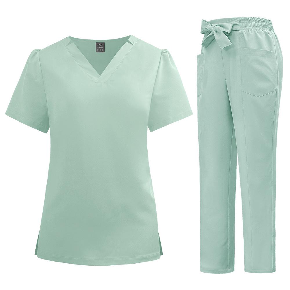 Women'S Quick-Drying Thin Beauty Salon Spa Club Bow Solid Color Hospital Work Nurse Uniform Hand Washing Clothes